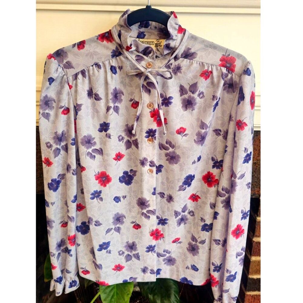 Vintage Cricket Lane Floral Blouse | Purple & Red Prairie Romance